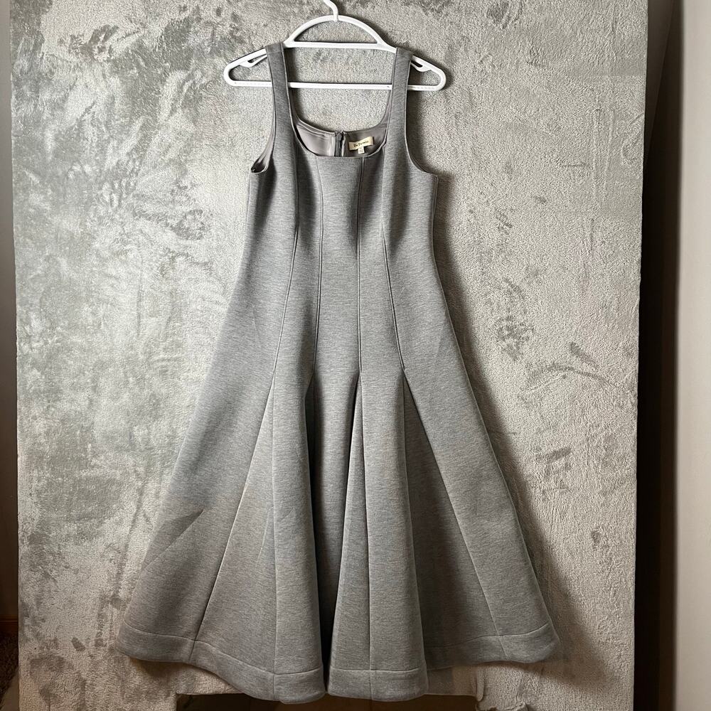Du Paradis Anthropologie‎ Grey Full Skirt Neoprene Midi Dress Medium